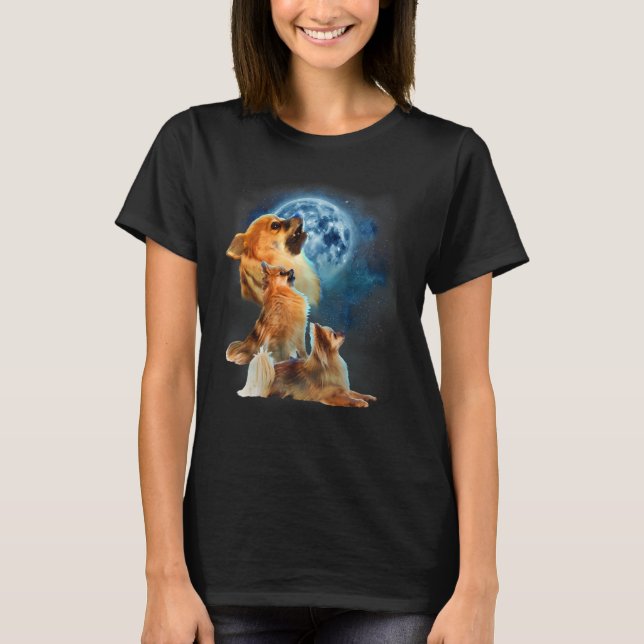 T-shirt Pomeranian   Pomeranian Howling at the Moon (Devant)