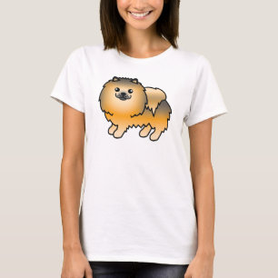 T-shirt Pomeranian Sable Orange Chien de Dessin Animé Mign