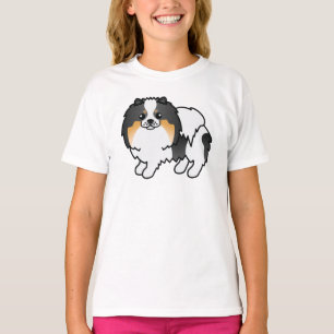 T-shirt Pomeranian Tricolore Blanc Chien de Dessin Animé M