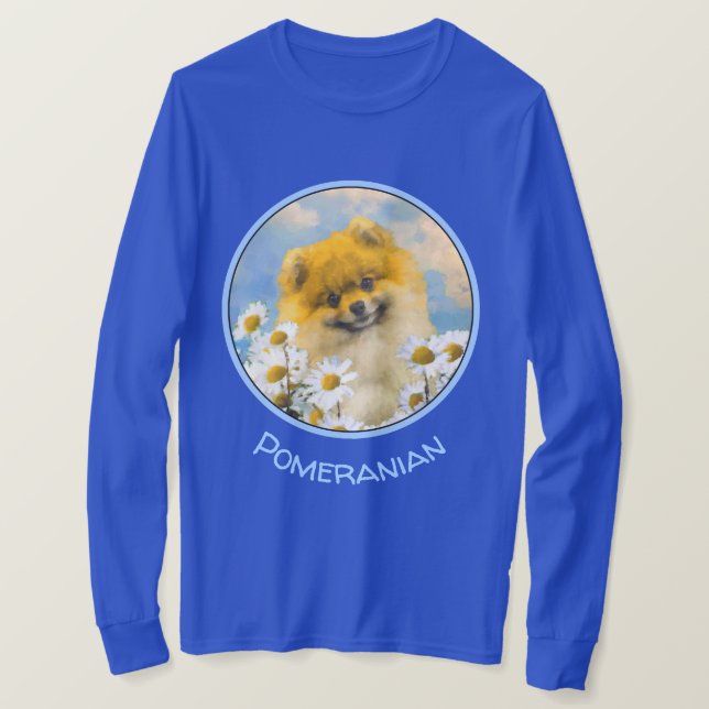 T-shirt Poméranie dans la peinture de Chiens - Art origina (Design devant)