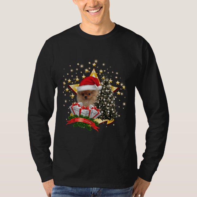 T-shirt Poméranie Et Accessoires Noël (Devant)