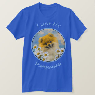 T-shirt Poméranien dans Daisies Peinture - Art Chien origi