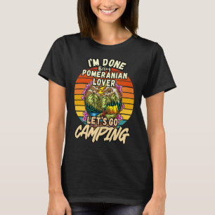 T-shirt Poméranien Et Camping Vintage Retro Coloré Par