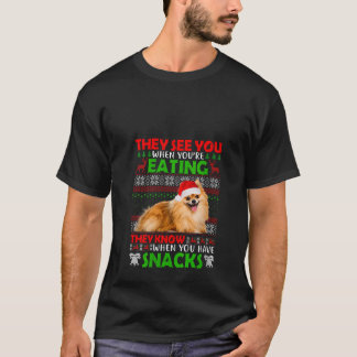 T-shirt Poméranien Ils Vous Voient Quand Ils Mangent Chaud