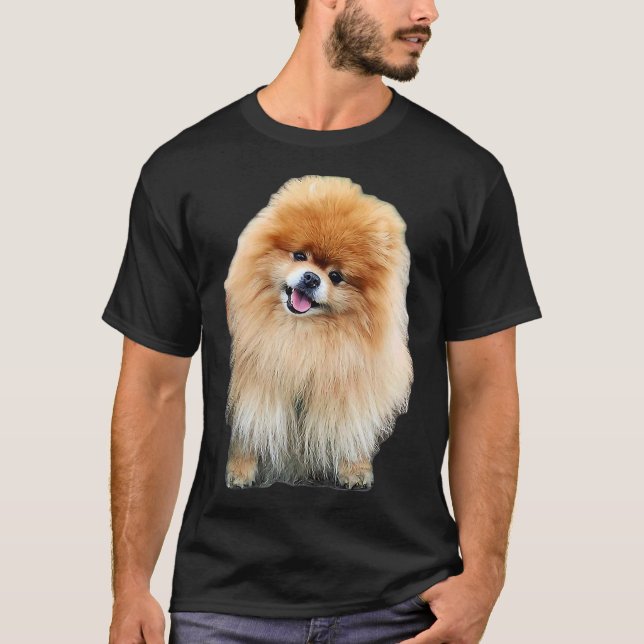 T-shirt Poméranien mignon Chien Chien Tête Tilt (Devant)