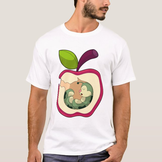 T-shirt Pomme à bec à chenille (Devant)