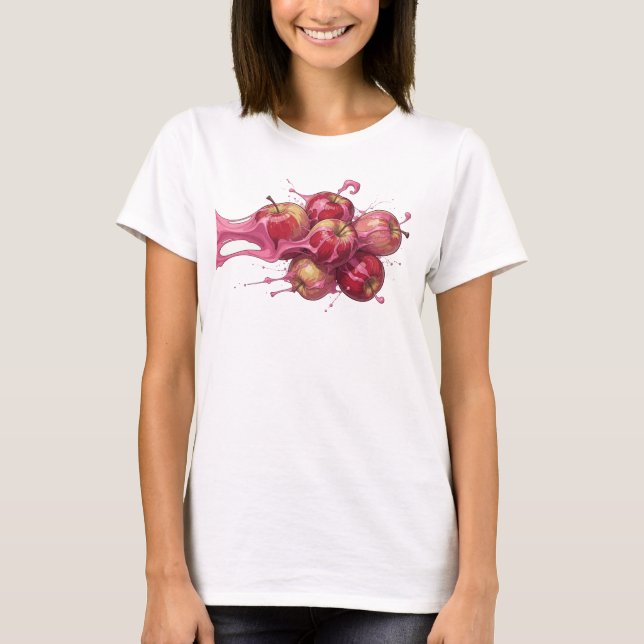 T-shirt Pomme Abstraite Rouge Foncé Design Original (Devant)