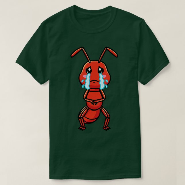 T-shirt Pomme Ant Rouge Emoticon Triste Pleure (Design devant)
