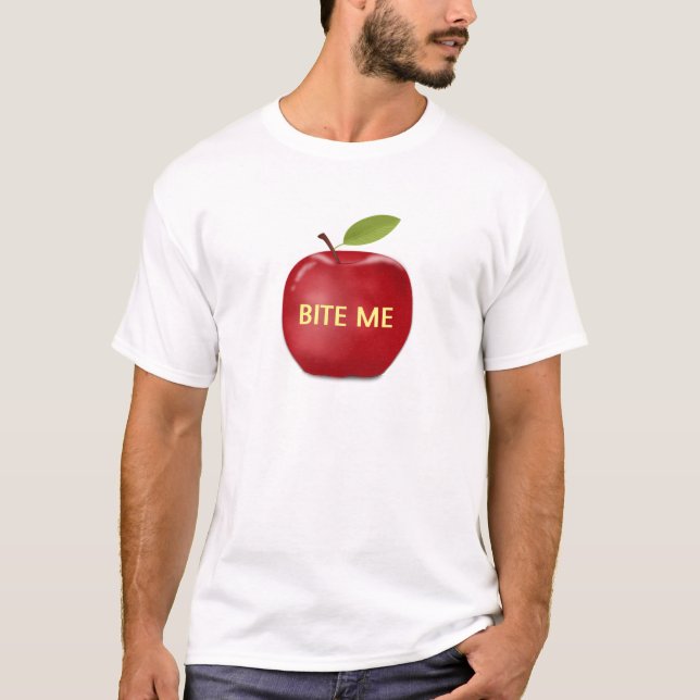 T-shirt Pomme avec texte modifiable 'mords moi' (Devant)