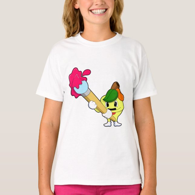 T-shirt Pomme comme Peintre avec pinceau (Devant)