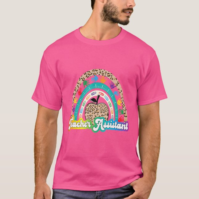 T-shirt Pomme de léopard Arc-en-ciel Professeur Assistant  (Devant)