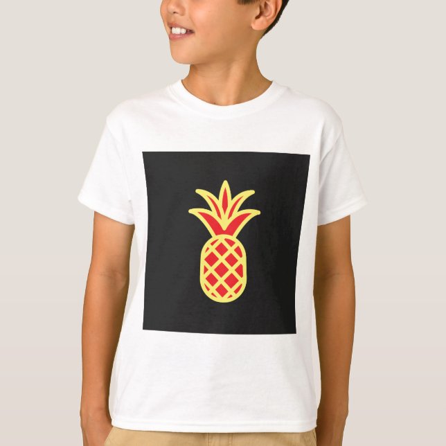 T-shirt Pomme de pin jaune en noir (Devant)