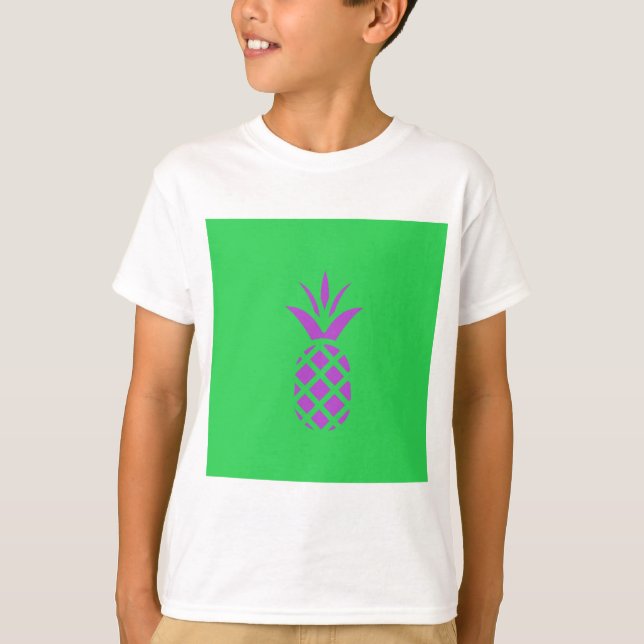 T-shirt Pomme de pin violet en vert. (Devant)