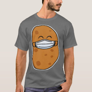 T-shirt Pomme De Terre Cute Portant Un Masque Visage