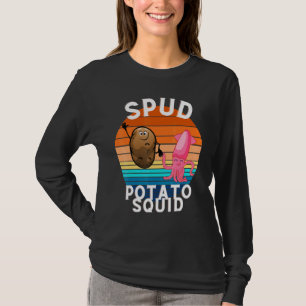 T-shirt Pomme De Terre Et Calmar Portant Les Mains