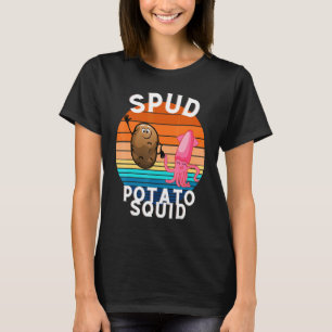 T-shirt Pomme De Terre Et Calmar Portant Les Mains