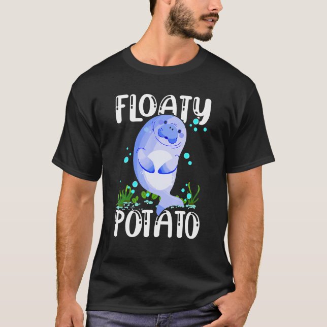 T-shirt Pomme de terre flottante Cute Manatee Vache de mer (Devant)