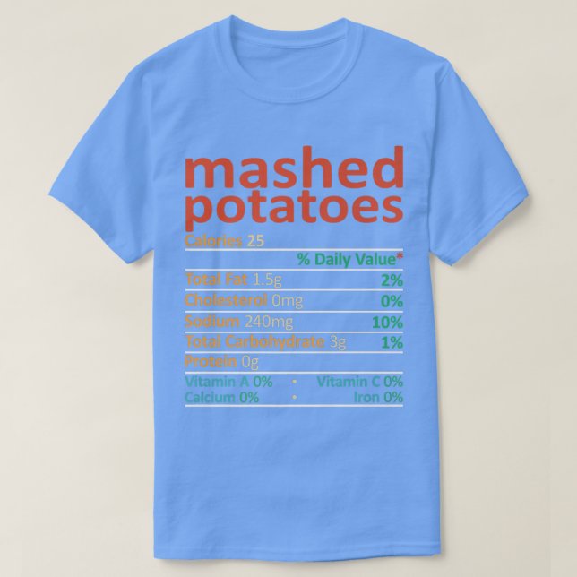 T-shirt Pomme de terre purée - valeur nutritive Rétro Vint (Design devant)