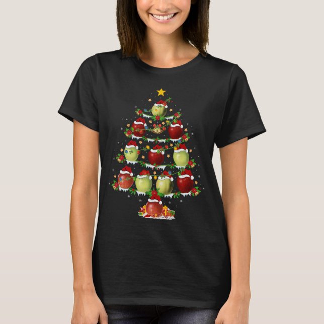 T-shirt Pomme Fruit Amant Xmas Éclairage Pomme Noël Tr (Devant)
