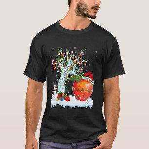 T-shirt Pomme Fruit Xmas Éclairage Arbre Santa Chapeau Pom