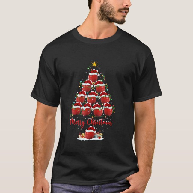 T-shirt Pomme Fruit Xmas Éclairage Père Noël Apple Noël Tr (Devant)