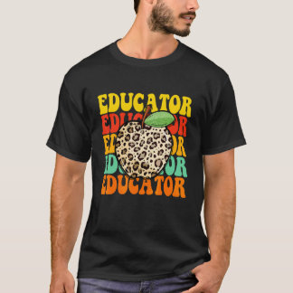T-shirt Pomme Léopard Éducateur Remerciement Enseignant T-