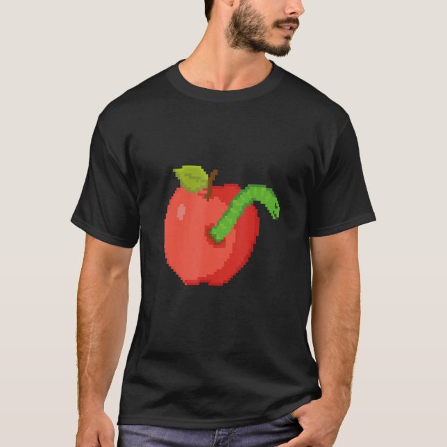 T-shirt Pomme Pixel avec ver à l'intérieur (Devant)