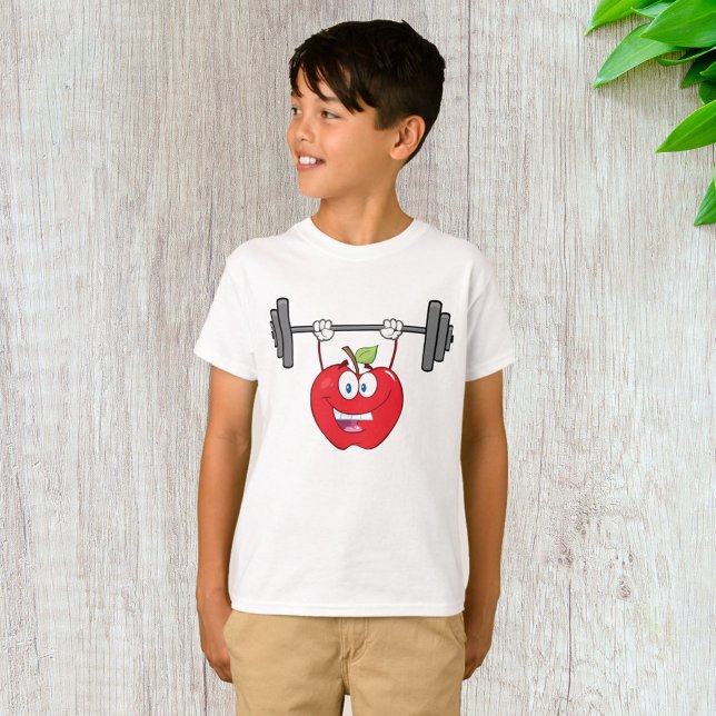 T-shirt Pomme Poids de levage Fitness Caractère de fruits (Créateur téléchargé)