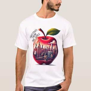 T-shirt Pomme rouge avec New York City Skyline