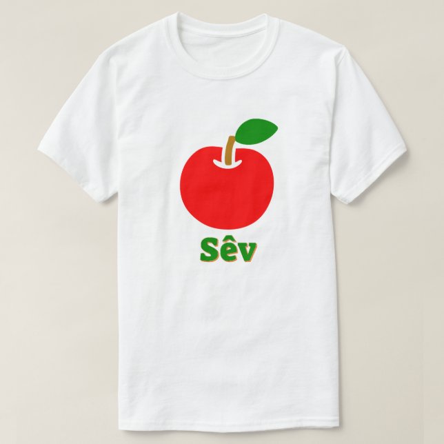 T-shirt Pomme rouge et le texte sêv (Design devant)