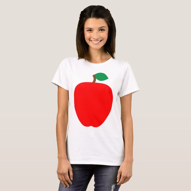 T-shirt Pomme rouge Fruit vert Nourriture (Devant entier)