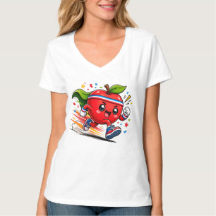 T-shirt Pomme Rouge Super Mascotte de Fitness en Dessin An