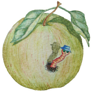 T-shirt Pomme verte avec maggot drôle en casquette illustr