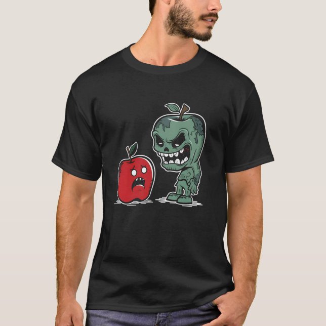 T-shirt Pomme Zombie - Amoureux Éffrayant Zombie Halloween (Devant)