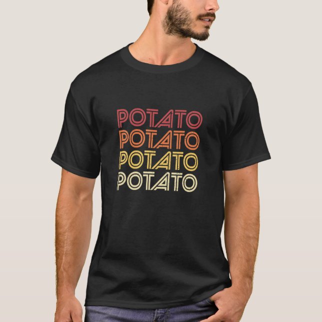 T-shirt Pommes de terre Rétro Pommes de terre Aliments Vin (Devant)