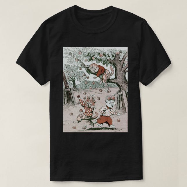 T-shirt Pommes et chats, Louis Wain (Design devant)
