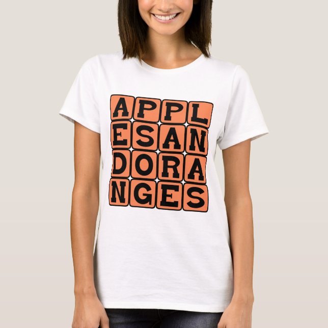 T-shirt Pommes et Oranges, Comparaison (Devant)