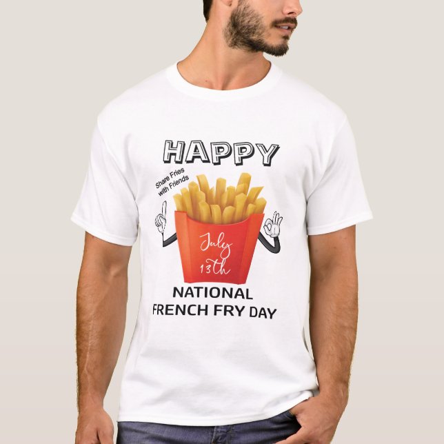 T-shirt Pommes frites jour 13 juillet national heureux, (Devant)