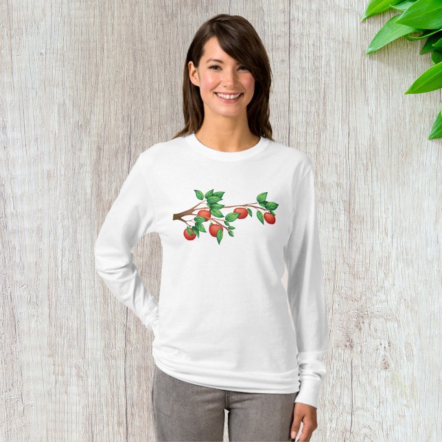 T-shirt Pommier rouge Branche Fruit frais et Feuilles vert (Créateur téléchargé)