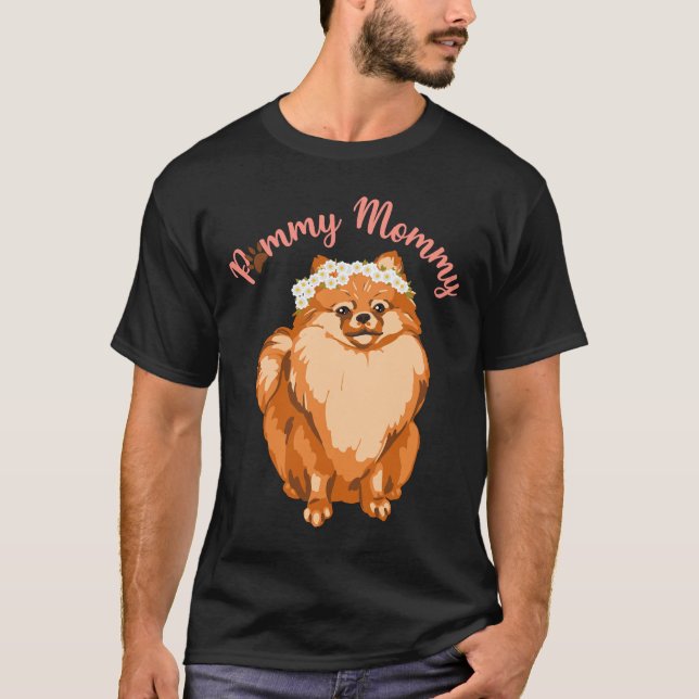T-shirt Pommy Maman Chien Maman Pom Pom Chien Poméranien (Devant)