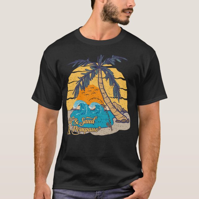 T-shirt Pompano Fishing Beach Retro Surf (Devant)