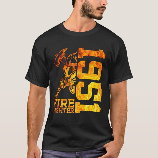 T-shirt Pompier 1951 71 ans Brigade d'incendie 71e naissan (Devant)
