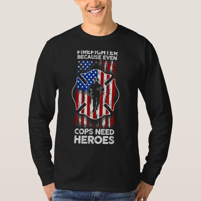 T-shirt Pompier à drapeau américain pompier (Devant)