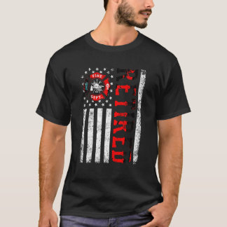 T-shirt Pompier à la retraite American Flag Funny Retireme