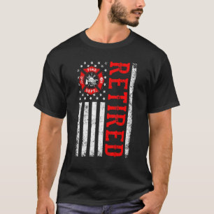 T-shirt Pompier à la retraite American Flag Funny Retireme