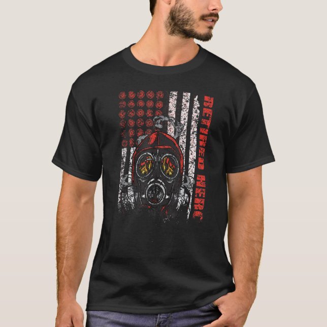 T-shirt Pompier à la retraite du drapeau américain pompier (Devant)
