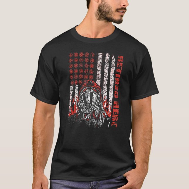 T-shirt Pompier à la retraite du drapeau américain pompier (Devant)