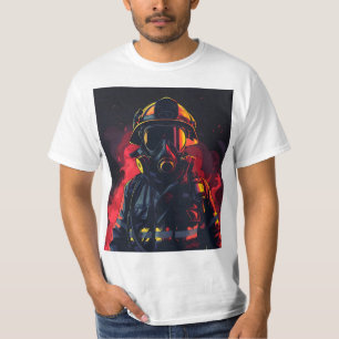T-shirt Pompier avec Arrière - plan foncé