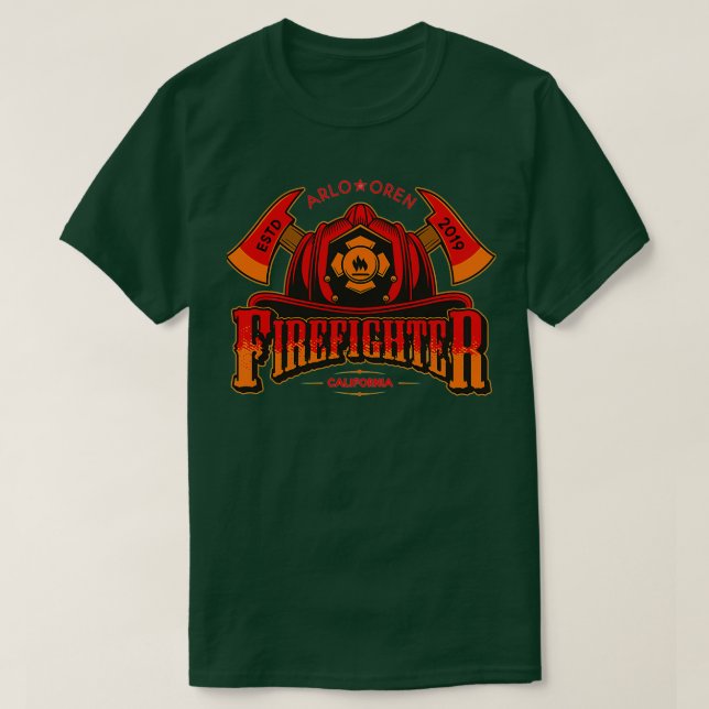 T-shirt Pompier Ax Casquette d'incendie Personnalisé Garço (Design devant)