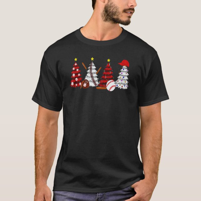 T-shirt Pompier Baseball Noël Sapin Joyeux Noël (Devant)